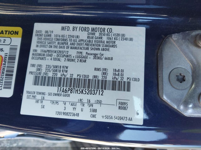 2019 FORD MUSTANG ECOBOOST PREMIUM 9