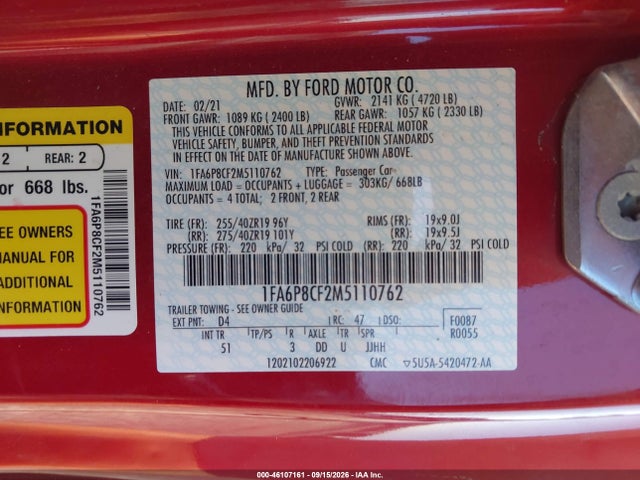 2021 FORD MUSTANG GT PREMIUM FASTBACK 9