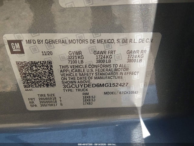 2021 CHEVROLET SILVERADO 1500 4WD SHORT BED LT 9