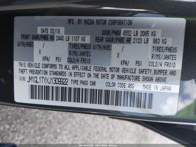 2018 MAZDA MAZDA6 GRAND TOURING 9