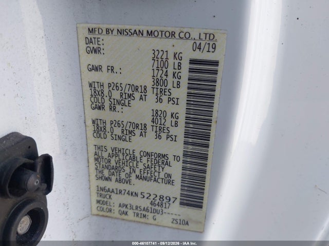 2019 NISSAN TITAN S 9