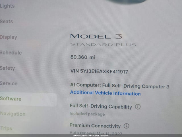2019 TESLA MODEL 3 LONG RANGE/MID RANGE/STANDARD RANGE/STANDARD RANGE PLUS 13