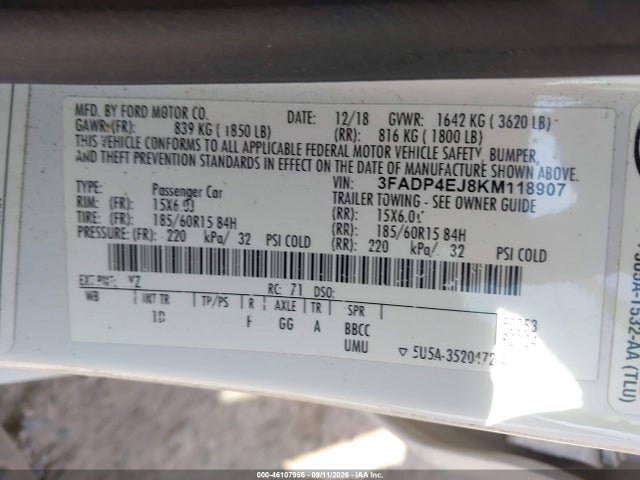 2019 FORD FIESTA SE 9