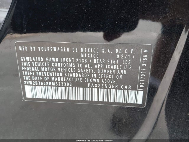 2017 VOLKSWAGEN JETTA 1.4T S 9