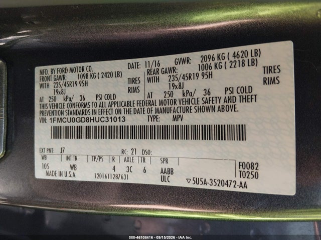 2017 FORD ESCAPE SE 9