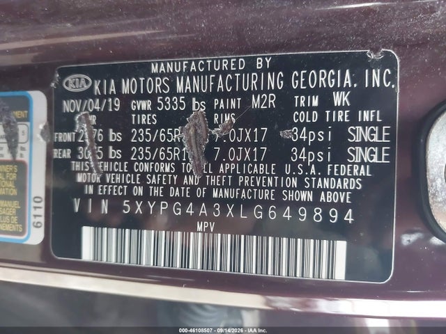 2020 KIA SORENTO 2.4L LX 9