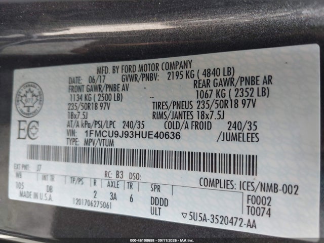 2017 FORD ESCAPE TITANIUM 9