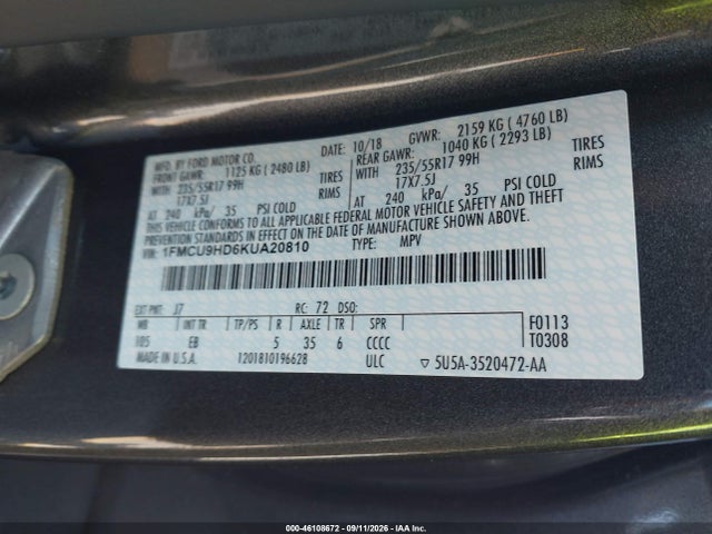 2019 FORD ESCAPE SEL 9