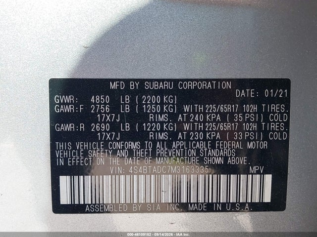2021 SUBARU OUTBACK PREMIUM 9