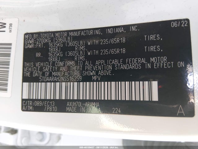 2022 TOYOTA HIGHLANDER HYBRID XLE BRONZE EDITION 9