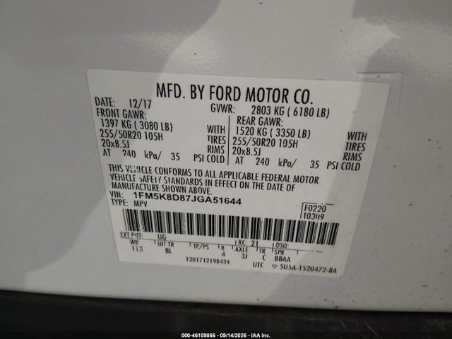 2018 FORD EXPLORER XLT 9