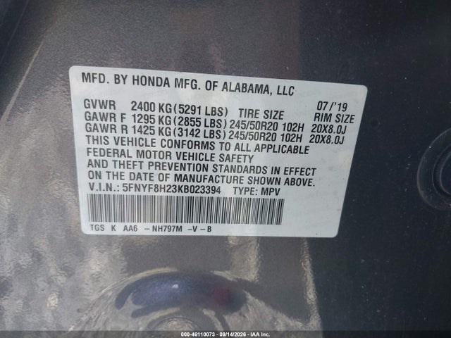 2019 HONDA PASSPORT SPORT 9