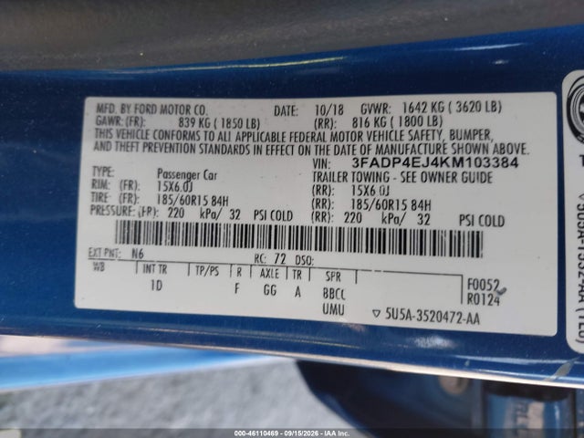 2019 FORD FIESTA SE 9