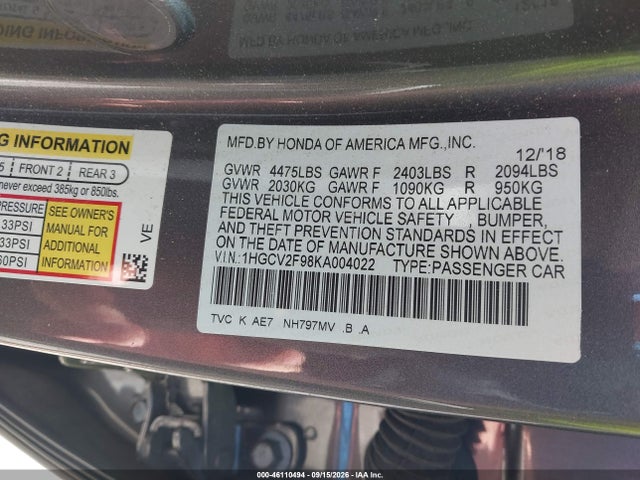 2019 HONDA ACCORD TOURING 2.0T 9