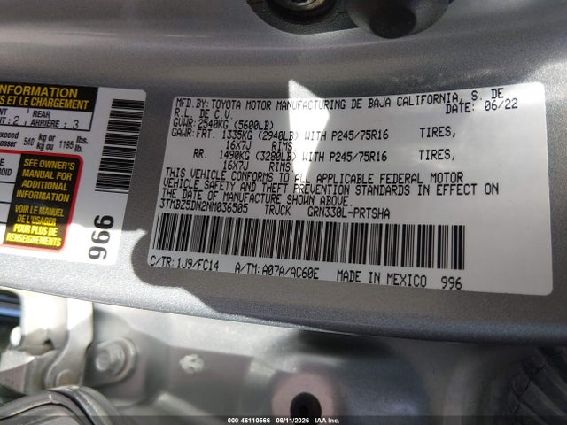 2022 TOYOTA TACOMA SR5 V6 9