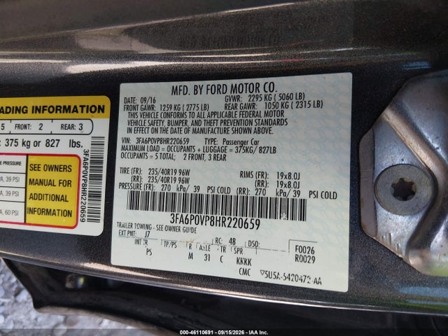 2017 FORD FUSION SPORT 9