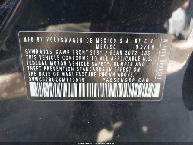 2019 VOLKSWAGEN JETTA 1.4T R-LINE/1.4T S/1.4T SE 9