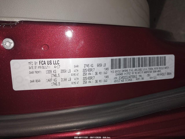 2017 DODGE GRAND CARAVAN SXT 9