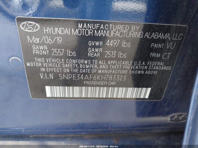 2019 HYUNDAI SONATA SPORT 9