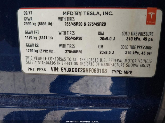 2017 TESLA MODEL X 100D/75D/90D 9