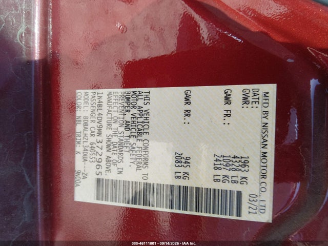 2021 NISSAN ALTIMA SV FWD 9