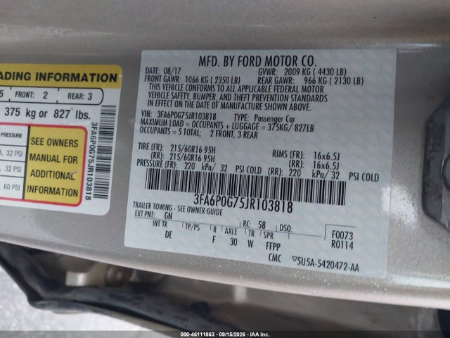 2018 FORD FUSION S 9