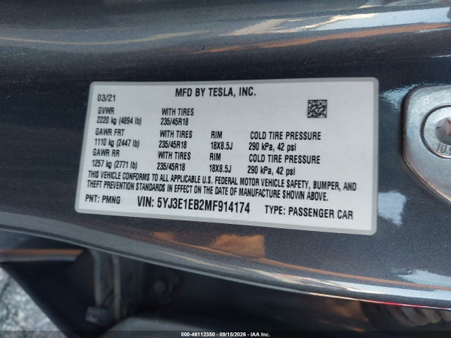 2021 TESLA MODEL 3 LONG RANGE DUAL MOTOR ALL-WHEEL DRIVE 9