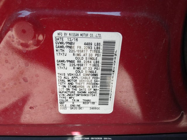 2017 NISSAN ROGUE S 9