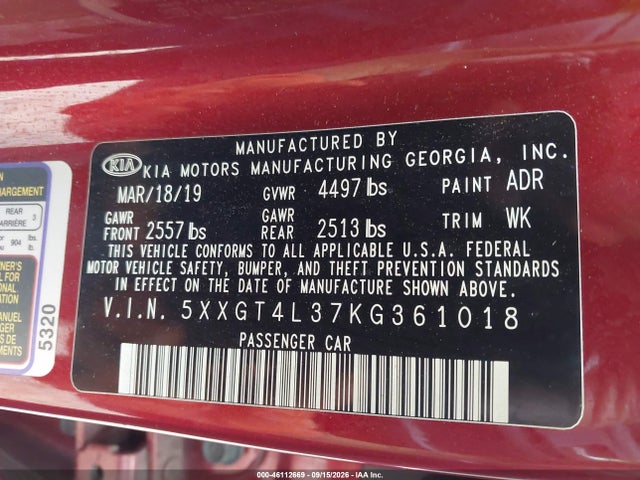 2019 KIA OPTIMA S 9