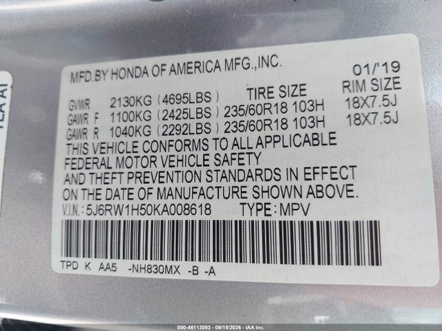 2019 HONDA CR-V EX 9
