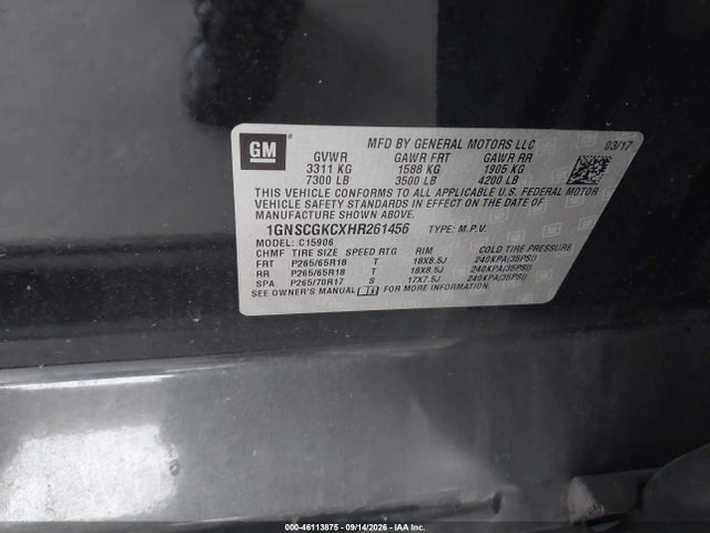 2017 CHEVROLET SUBURBAN LS 9