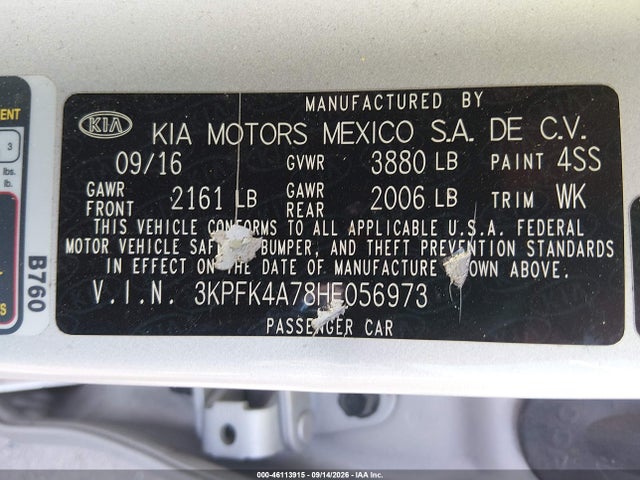 2017 KIA FORTE LX 9