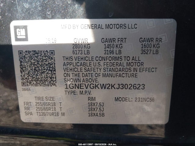 2019 CHEVROLET TRAVERSE 1LT 9