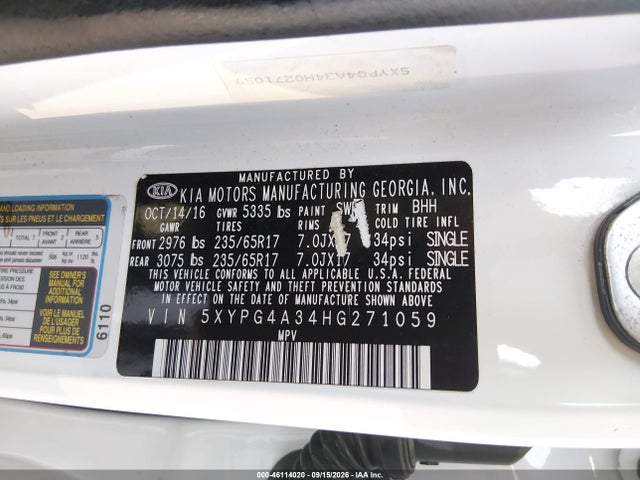 2017 KIA SORENTO 2.4L LX 9