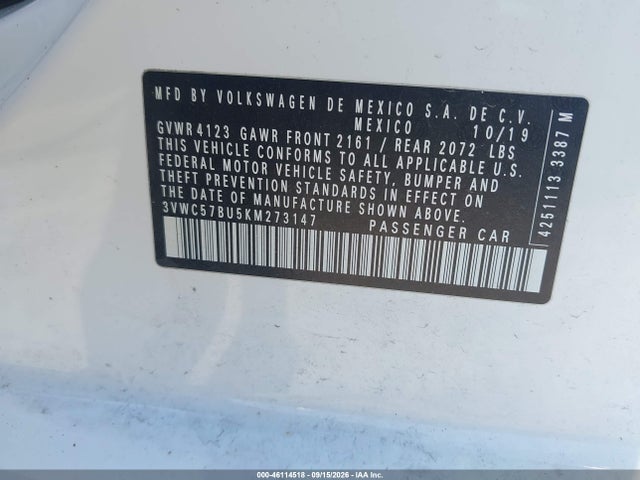2019 VOLKSWAGEN JETTA 1.4T R-LINE/1.4T S/1.4T SE 9