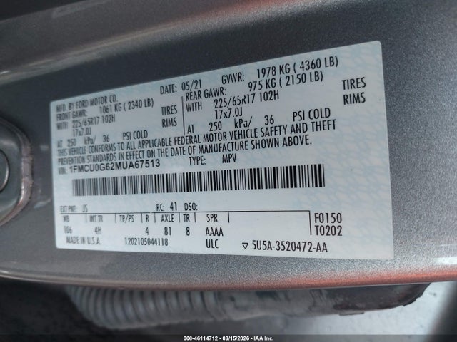 2021 FORD ESCAPE SE 9