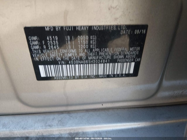 2017 SUBARU LEGACY 2.5I 9