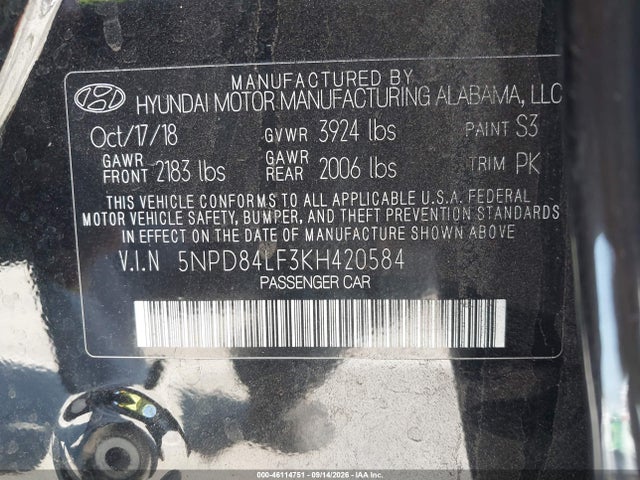 2019 HYUNDAI ELANTRA LIMITED 9