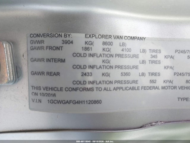 2017 CHEVROLET EXPRESS 2500 WORK VAN 9