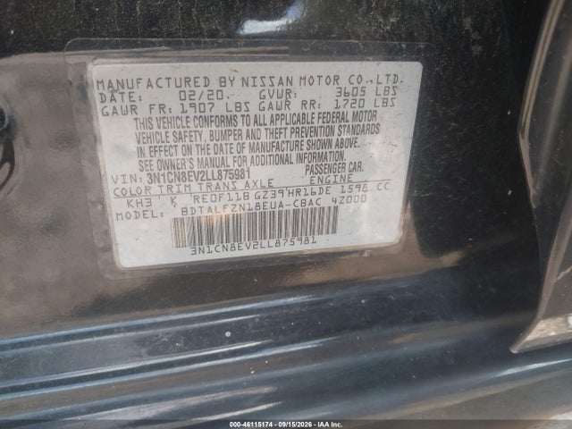 2020 NISSAN VERSA SV XTRONIC CVT 9