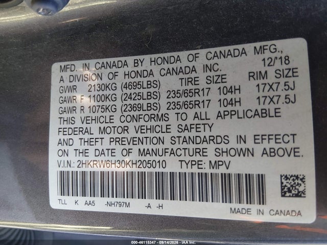 2019 HONDA CR-V LX 9