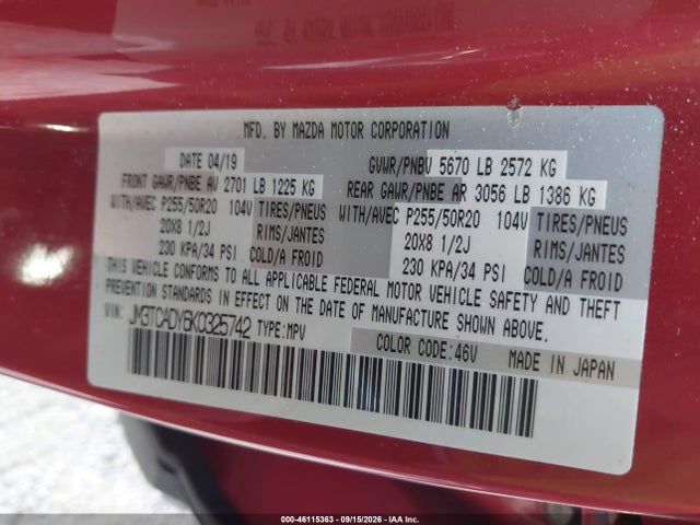 2019 MAZDA CX-9 GRAND TOURING 9
