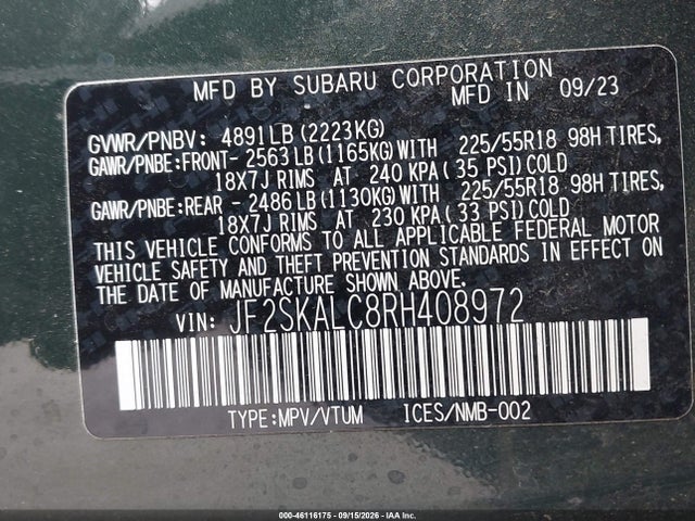 2024 SUBARU FORESTER LIMITED 9