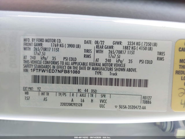 2022 FORD F-150 XL 8