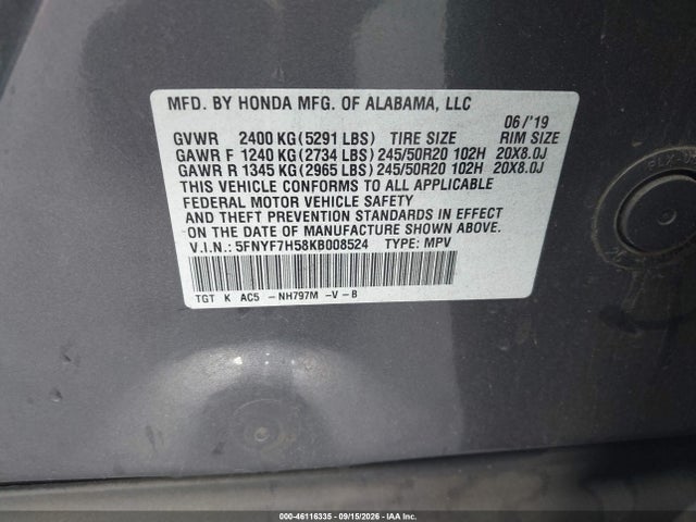 2019 HONDA PASSPORT EX-L 9