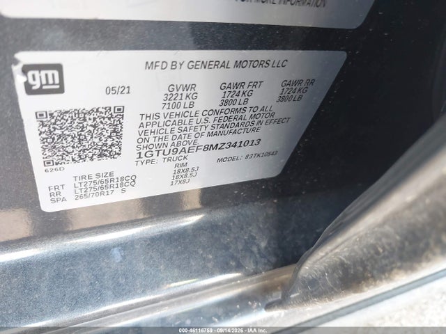 2021 GMC SIERRA 1500 4WD SHORT BOX 9