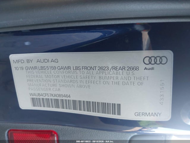 2019 AUDI S5 3.0T PREMIUM 9