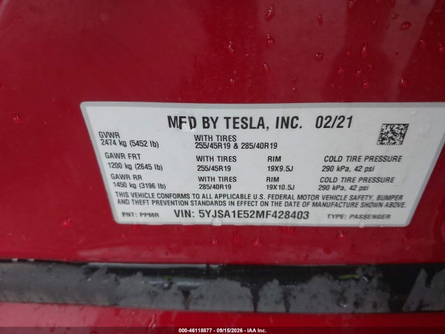 2021 TESLA MODEL S LONG RANGE DUAL MOTOR ALL-WHEEL DRIVE 9