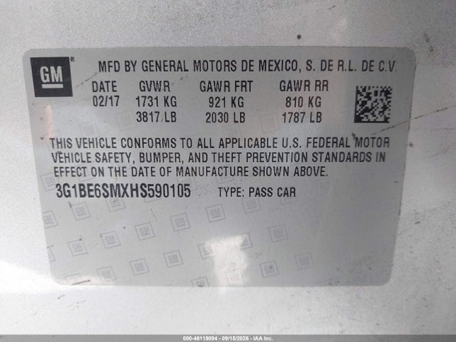 2017 CHEVROLET CRUZE LT AUTO 9