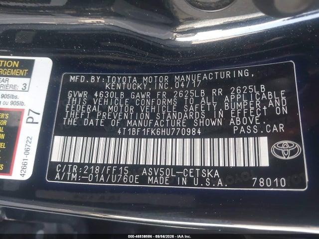 2017 TOYOTA CAMRY SE 9